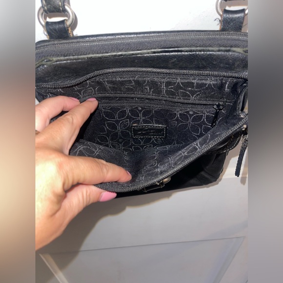 FOSSIL Early Vintage Small Black Leather Shoulder Crossbody Organizer Bag - Picture 6 of 11